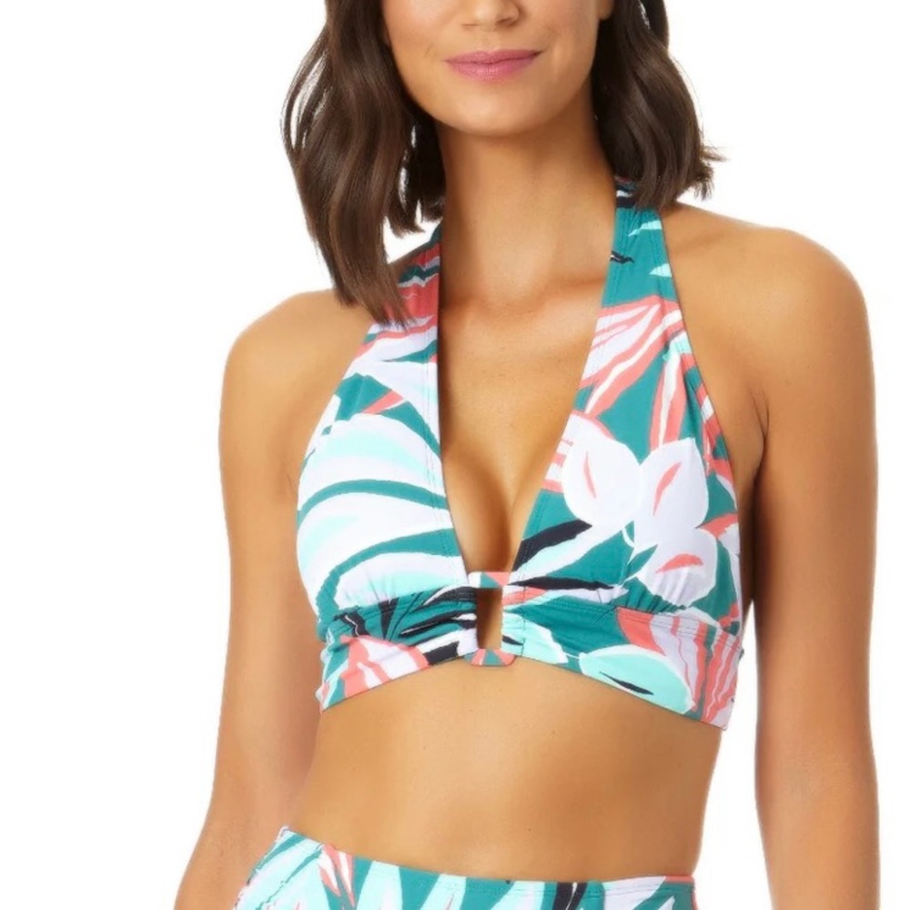 NWT Anne Cole Women’s Tropical Halter Bikini Top